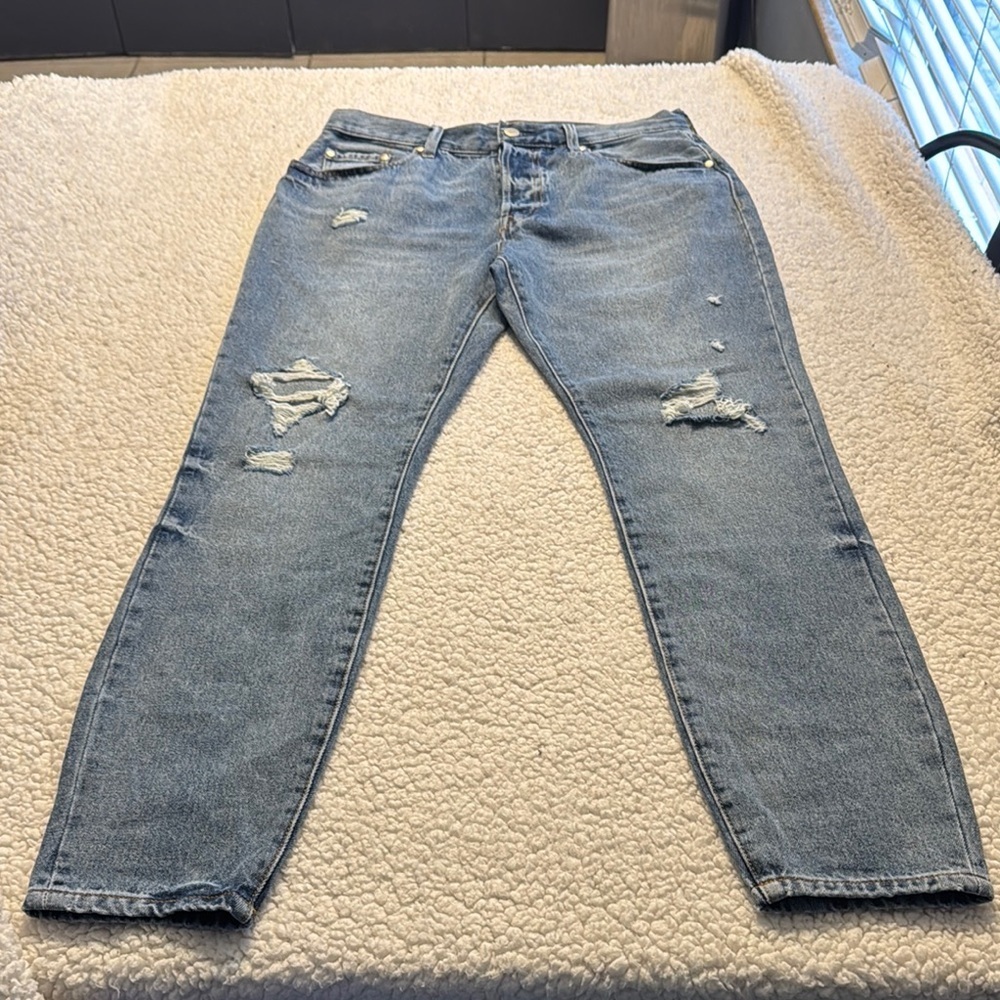 by the way. Blue Straight Leg Jeans Distressed Casual